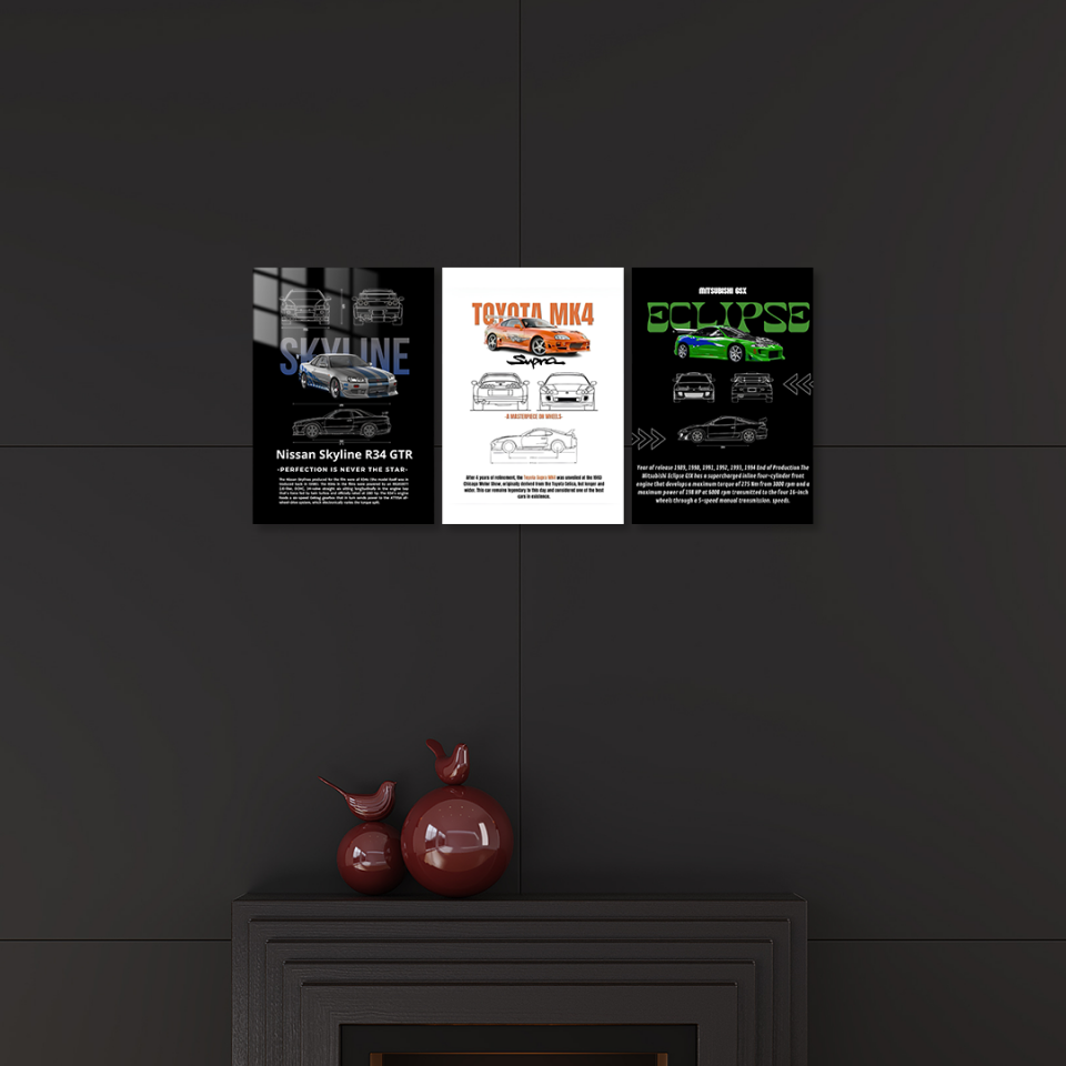 Hızlı 3'lü Set 02 Metal Poster Koleksiyonu