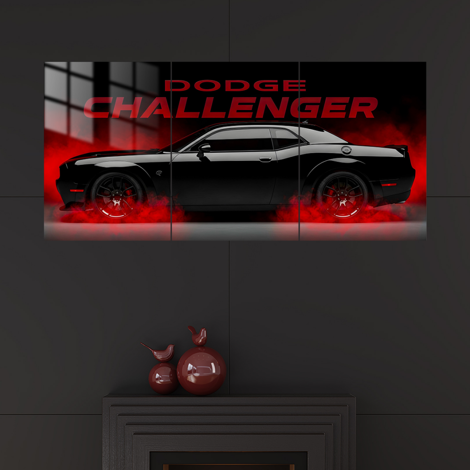 Dodge Challenger 3 Parçalı 01 Metal Poster