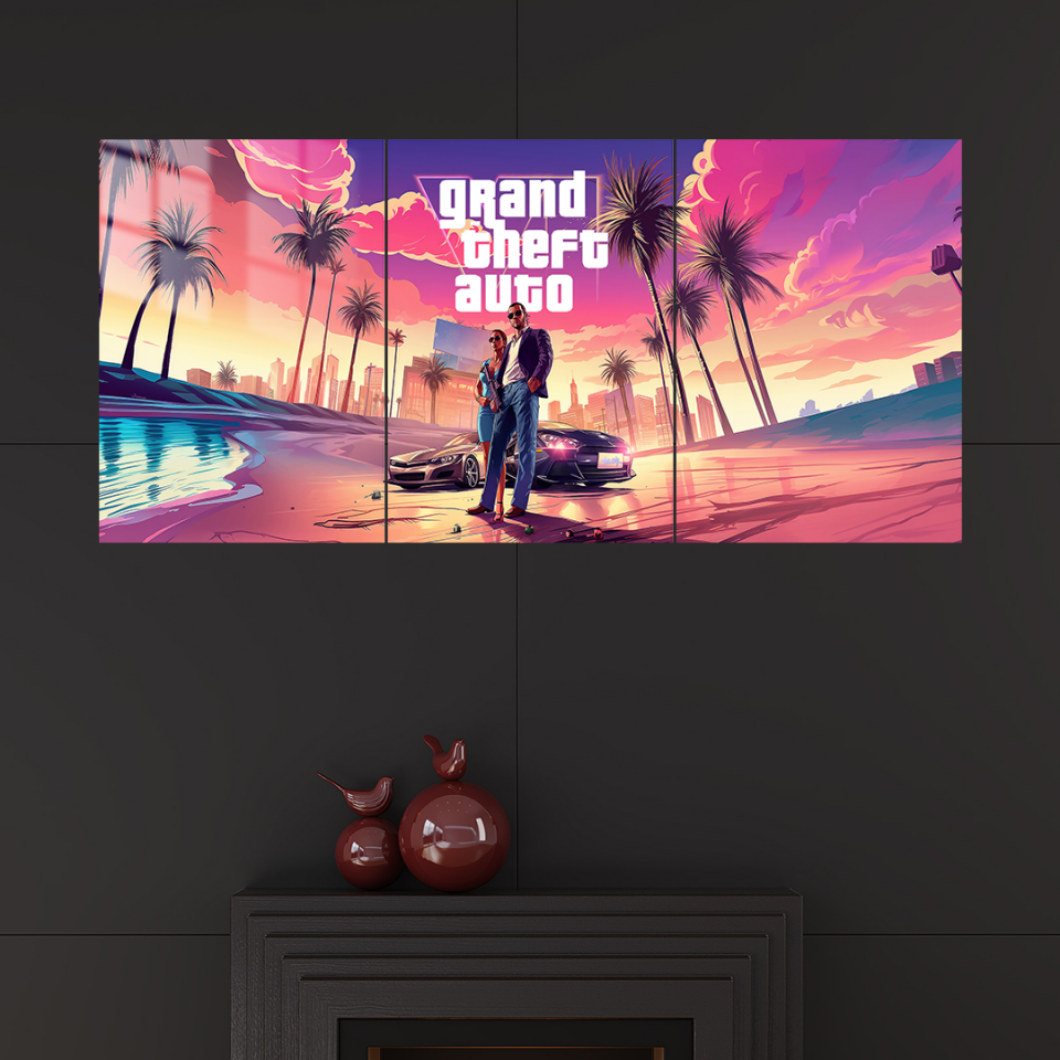 Grand Theft Auto VI 3 Parçalı 01 Metal Poster