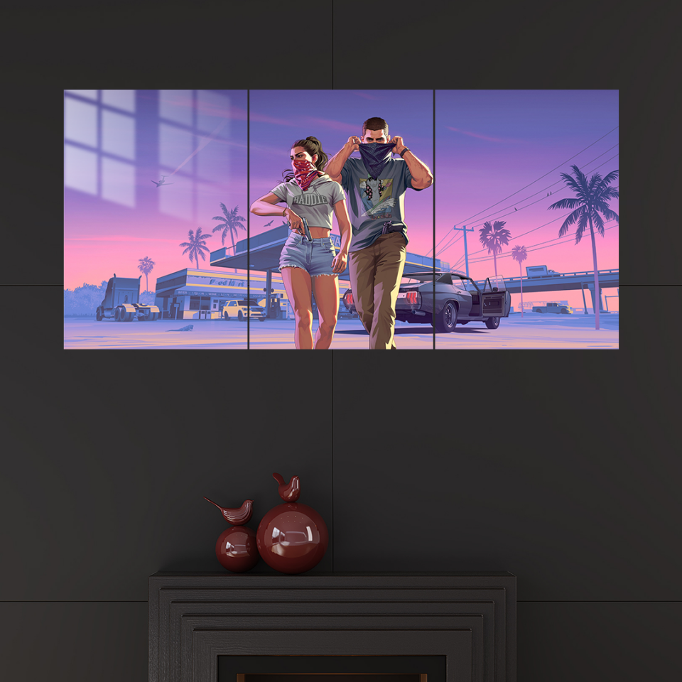Grand Theft Auto VI 3 Parçalı 02 Metal Poster