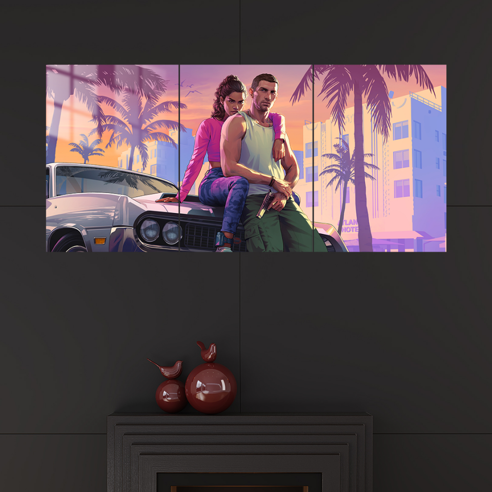 Grand Theft Auto VI 3 Parçalı 03 Metal Poster